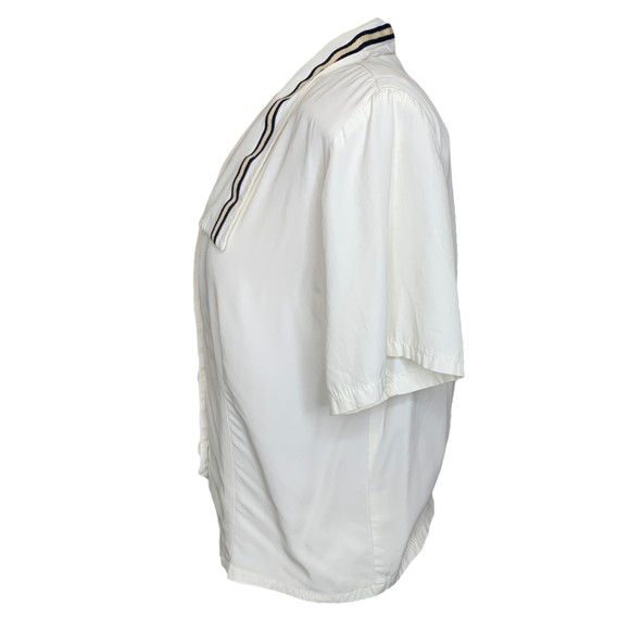 Vintage 80 HK Collectible Short Sleeve Button Shirt White Large Collared - Picture 5 of 7